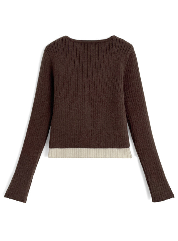 Contrast Double Collar Rib Knit Top 撞色雙層領羅紋針織上衣 [th074] — image 10