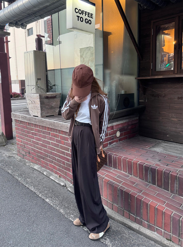 GRL ai38 center-crease pleated wide-leg trousers 中線壓褶打褶寬腿長褲 — 11