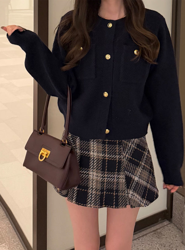 Gold-Button Knit Cardigan 金色鈕扣針織開襟衫 [fo2353] 11
