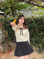 GRL cc130 cable knit cardigan with detachable faux fur tippet 附可拆式仿皮草領巾麻花針織開襟衫 — 11