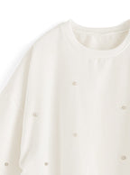 Pearl Detail Side Drawstring Sweatshirt Top 珍珠側抽繩衛衣上衣 [fu75] 11
