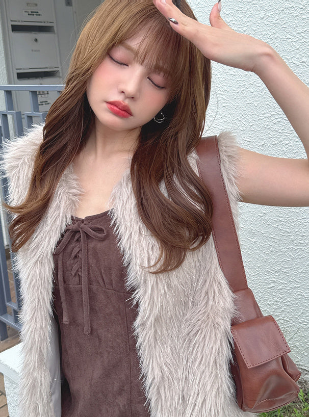 Shimmer Shaggy Faux Fur Vest 閃亮長毛仿皮草背心 [pm1007]