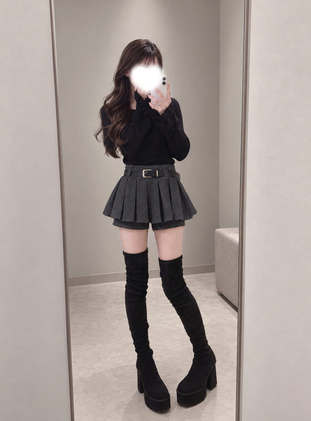 Lace Cuff Bow Square Neck Rib Knit Top ru2003 – image 11