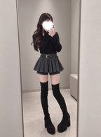 Lace Cuff Bow Square Neck Rib Knit Top ru2003 – image 11