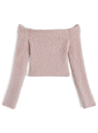 Off Shoulder Shaggy Knit Top 露肩毛絨針織上衣 [th083] — 11