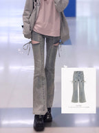 Side Cutout Ribbon Flared Jeans 側鏤空蝴蝶結喇叭牛仔褲 [cu578] 12