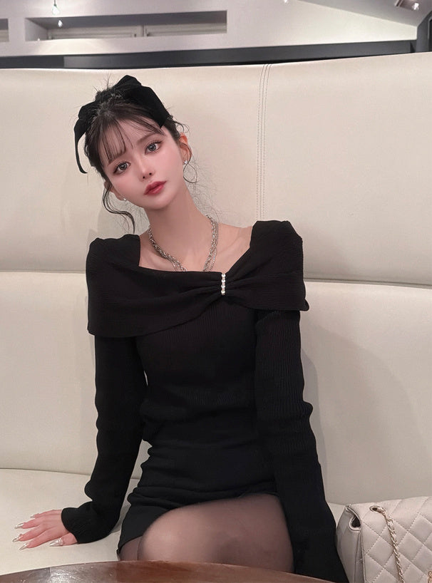 pm830 Bow and Rhinestone Off-Shoulder Rib Knit Top 蝴蝶結水鑽露肩羅紋針織上衣 — 12