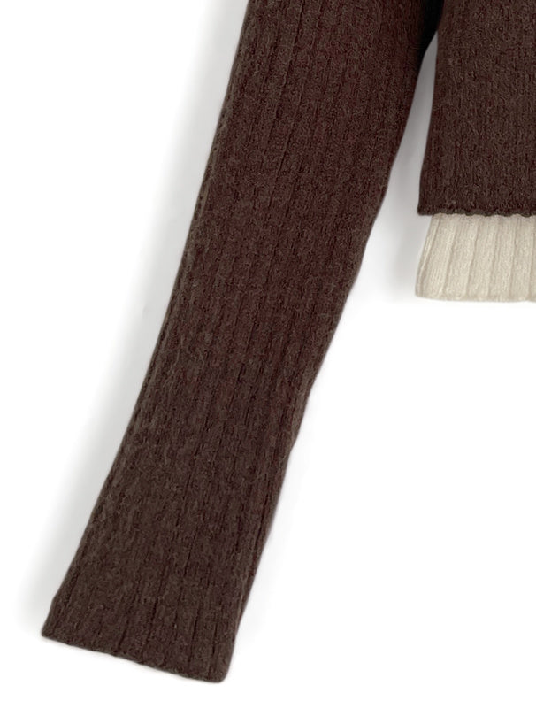 Contrast Double Collar Rib Knit Top 撞色雙層領羅紋針織上衣 [th074] — image 12