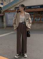 GRL ai38 center-crease pleated wide-leg trousers 中線壓褶打褶寬腿長褲 — 13