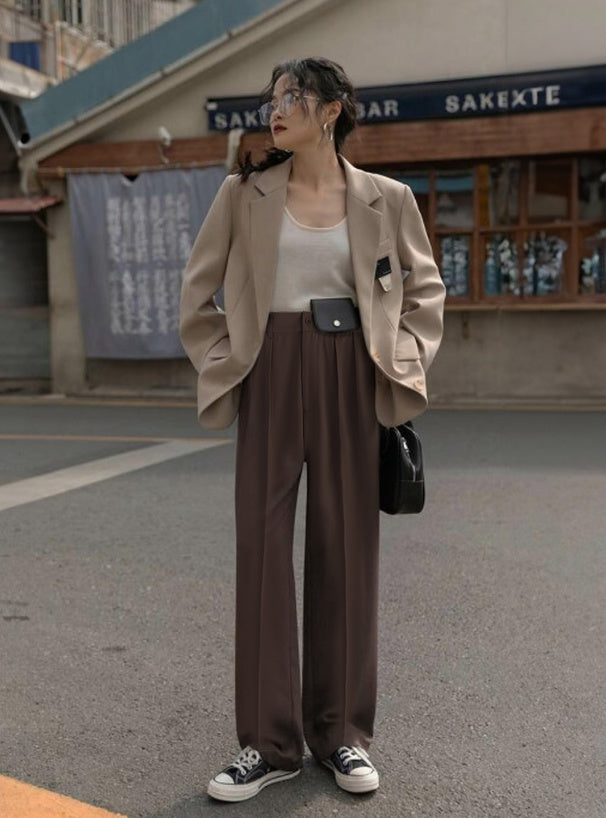 GRL ai38 center-crease pleated wide-leg trousers 中線壓褶打褶寬腿長褲 — 13