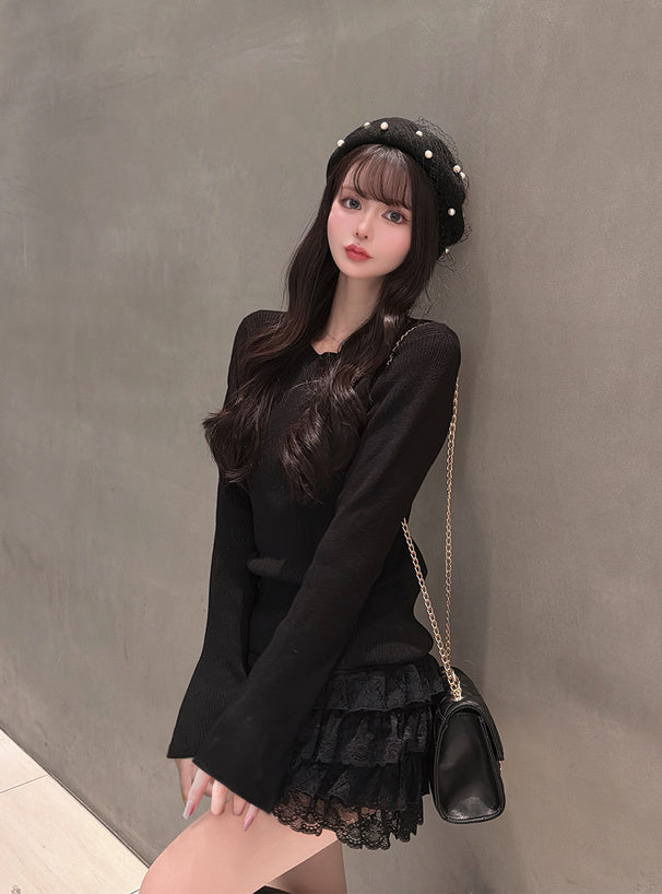 Ribbed Flare Sleeve Knit Top 羅紋喇叭袖針織上衣 [ai249] – image 13