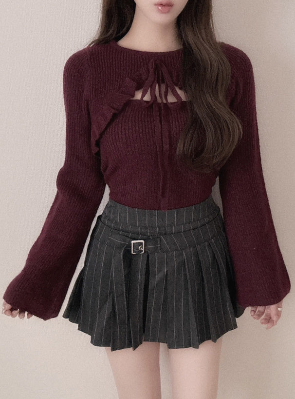 Cutout Ribbon Knit Top 鏤空蝴蝶結針織上衣 [gf111] 13