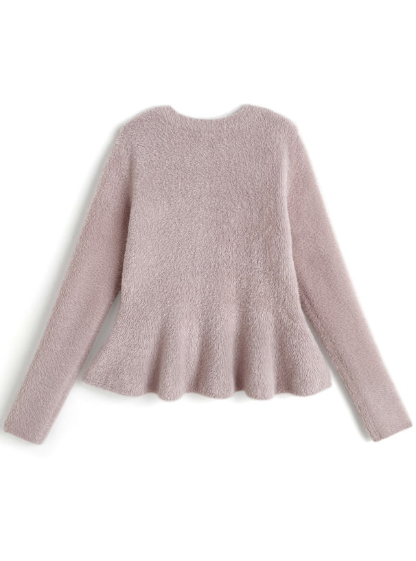 Shaggy Peplum Knit Top 毛絨荷葉襬針織上衣 [lt201]