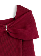 pm830 Bow and Rhinestone Off-Shoulder Rib Knit Top 蝴蝶結水鑽露肩羅紋針織上衣 — 13