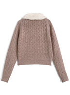 GRL cc130 cable knit cardigan with detachable faux fur tippet 附可拆式仿皮草領巾麻花針織開襟衫 — 14