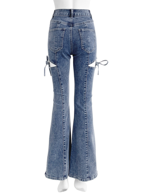 Side Cutout Ribbon Flared Jeans 側鏤空蝴蝶結喇叭牛仔褲 [cu578] 14