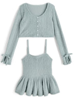 GRL gn637 Shaggy Frill Camisole & Cardigan Set 毛絨荷葉襬吊帶背心與開襟衫套裝 — 14
