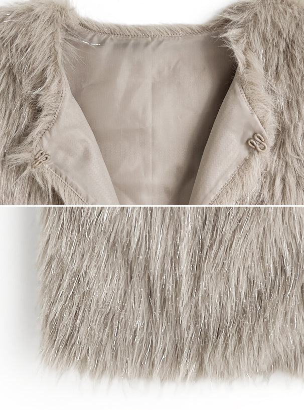 Shimmer Shaggy Faux Fur Vest 閃亮長毛仿皮草背心 [pm1007]
