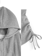 Double-Zip Hoodie and Drawstring Shorts Set 雙向拉鍊連帽上衣抽繩短褲套裝 [ru1543]