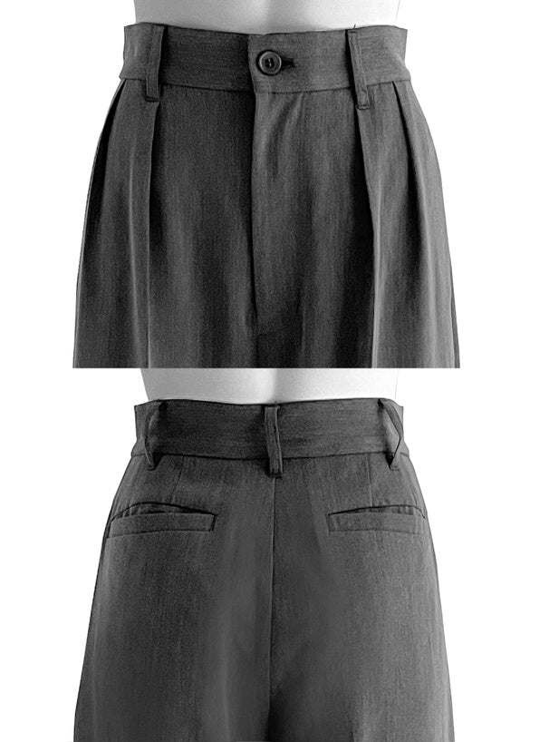 GRL ai38 center-crease pleated wide-leg trousers 中線壓褶打褶寬腿長褲 — 16