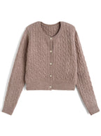 GRL cc130 cable knit cardigan with detachable faux fur tippet 附可拆式仿皮草領巾麻花針織開襟衫 — 16