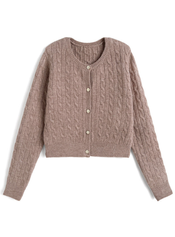 GRL cc130 cable knit cardigan with detachable faux fur tippet 附可拆式仿皮草領巾麻花針織開襟衫 — 16