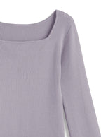 Lace Cuff Bow Square Neck Rib Knit Top ru2003 – image 16