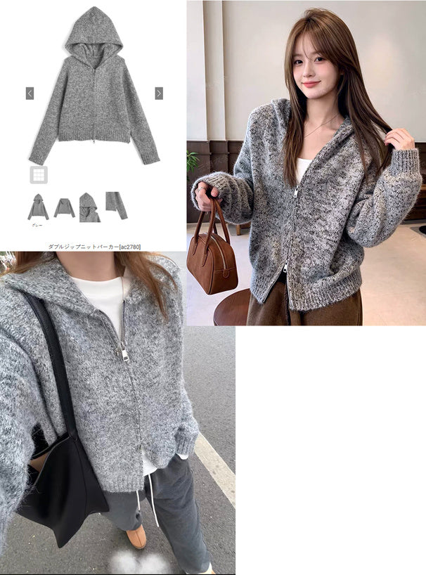 Double-Zip Knit Hoodie 雙拉鍊針織連帽外套 [ac2780] — 1