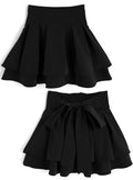 Back ribbon double flare mini skirt with shorts lining 後綁蝴蝶結雙層傘襬安全褲襯裡迷你裙 [ai270] — image 4