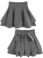 Back ribbon double flare mini skirt with shorts lining 後綁蝴蝶結雙層傘襬安全褲襯裡迷你裙 [ai270] — image 5