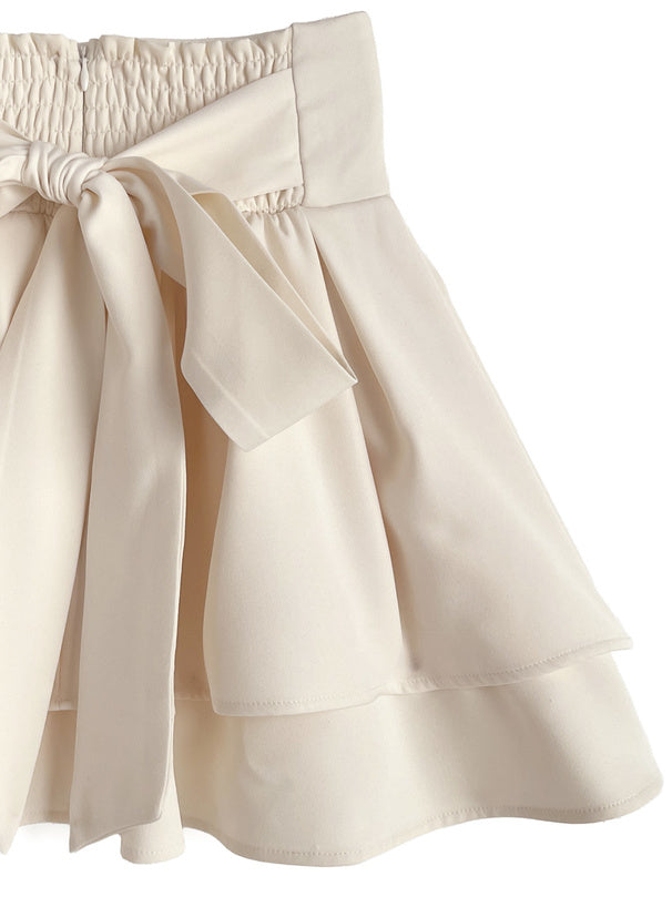 Back ribbon double flare mini skirt with shorts lining 後綁蝴蝶結雙層傘襬安全褲襯裡迷你裙 [ai270] — image 13