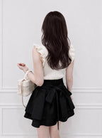 Back ribbon double flare mini skirt with shorts lining 後綁蝴蝶結雙層傘襬安全褲襯裡迷你裙 [ai270] — image 9