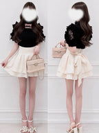 Back ribbon double flare mini skirt with shorts lining 後綁蝴蝶結雙層傘襬安全褲襯裡迷你裙 [ai270] — image 10