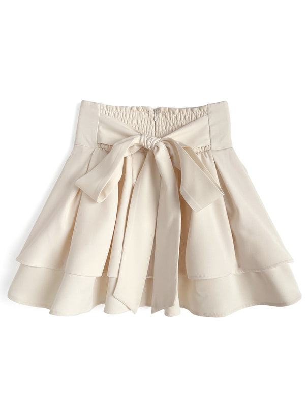 Back ribbon double flare mini skirt with shorts lining 後綁蝴蝶結雙層傘襬安全褲襯裡迷你裙 [ai270] — image 12