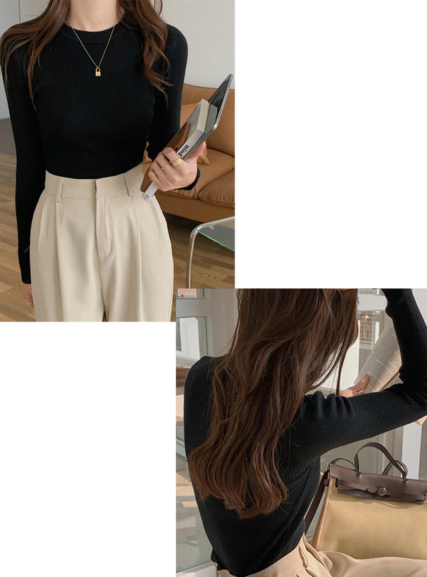 Crew Neck Ribbed Knit Top 圓領羅紋針織上衣 [an1648] 14