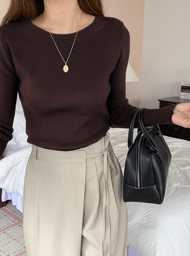Crew Neck Ribbed Knit Top 圓領羅紋針織上衣 [an1648] 19