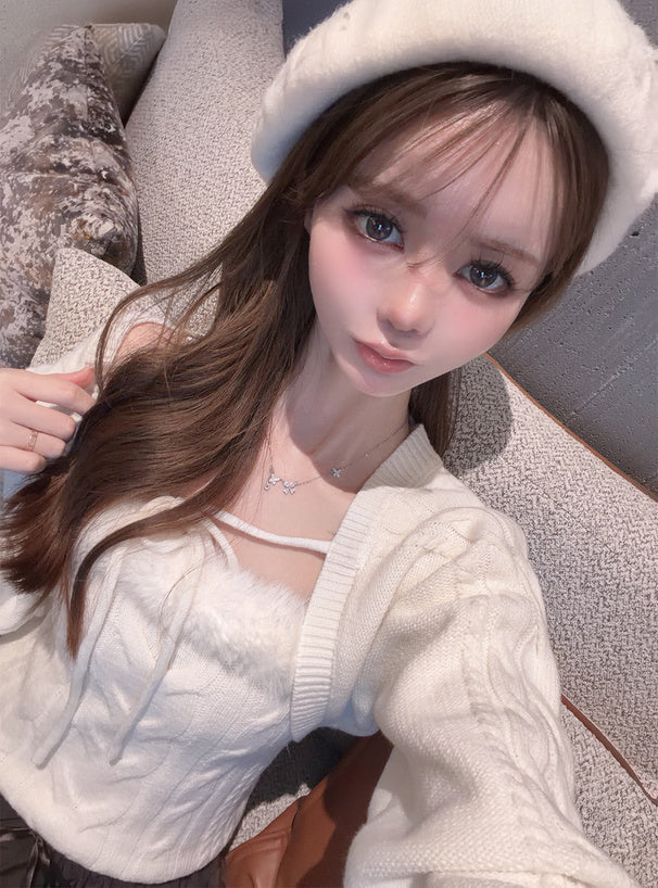 an1973 Cable Knit Camisole & Bolero Set 麻花針織吊帶背心與短版開襟衫套裝 7