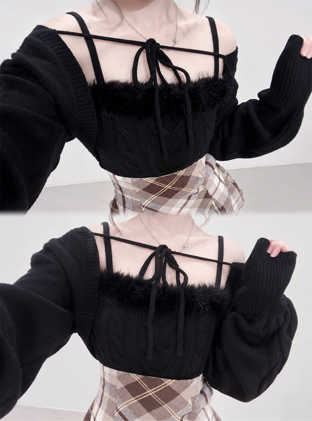 an1973 Cable Knit Camisole & Bolero Set 麻花針織吊帶背心與短版開襟衫套裝 10