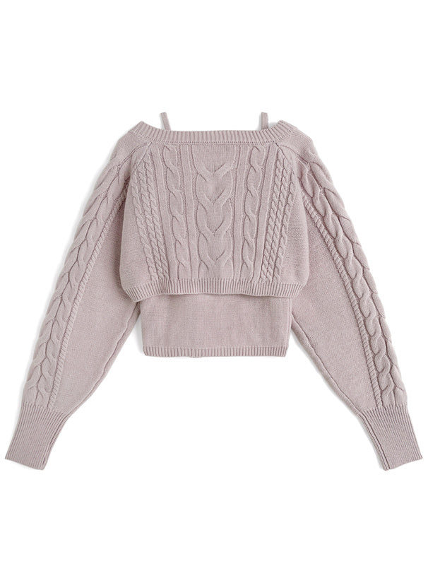 an1973 Cable Knit Camisole & Bolero Set 麻花針織吊帶背心與短版開襟衫套裝 11