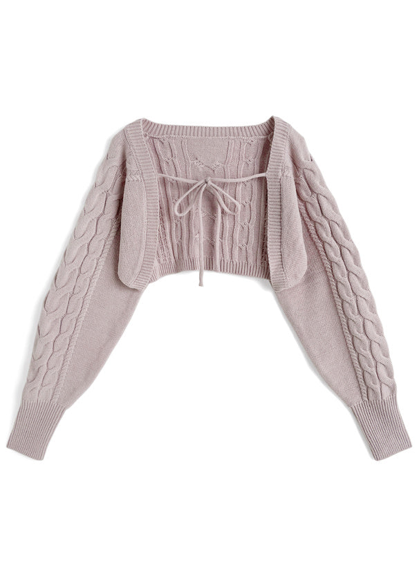 an1973 Cable Knit Camisole & Bolero Set 麻花針織吊帶背心與短版開襟衫套裝 12