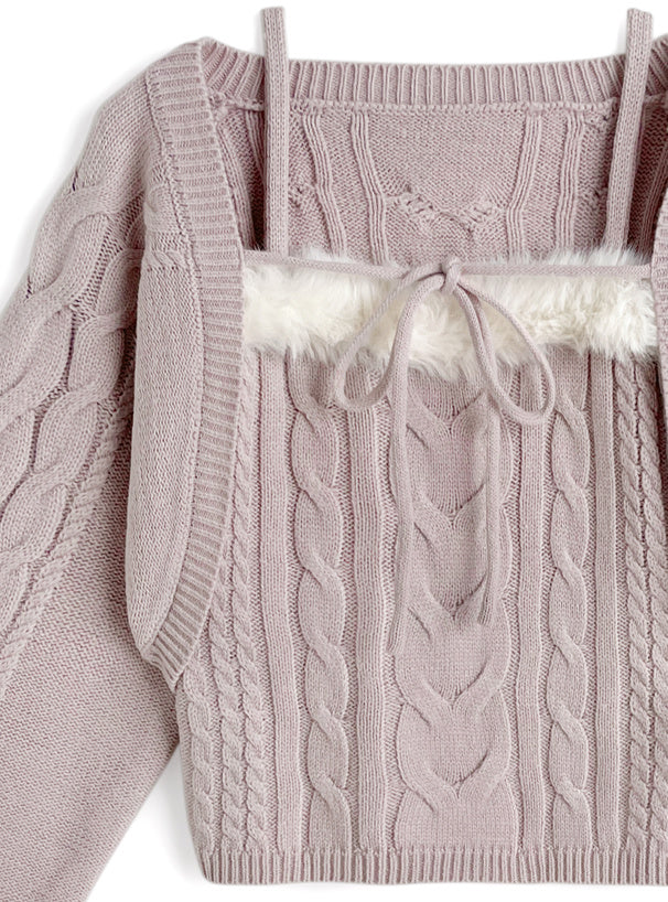 an1973 Cable Knit Camisole & Bolero Set 麻花針織吊帶背心與短版開襟衫套裝 14