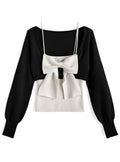 Big Bow Camisole and Cropped Cardigan Knit Set 大蝴蝶結吊帶背心與短版開襟衫針織套裝 [an2028] 2