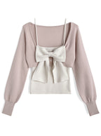 Big Bow Camisole and Cropped Cardigan Knit Set 大蝴蝶結吊帶背心與短版開襟衫針織套裝 [an2028] 3