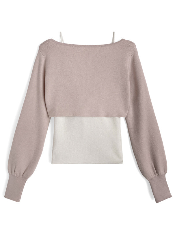 Big Bow Camisole and Cropped Cardigan Knit Set 大蝴蝶結吊帶背心與短版開襟衫針織套裝 [an2028] 4