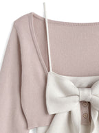 Big Bow Camisole and Cropped Cardigan Knit Set 大蝴蝶結吊帶背心與短版開襟衫針織套裝 [an2028] 7