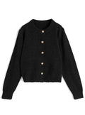Gold Button Crew Neck Knit Cardigan 金色鈕扣圓領針織開襟衫 at2579 image 4