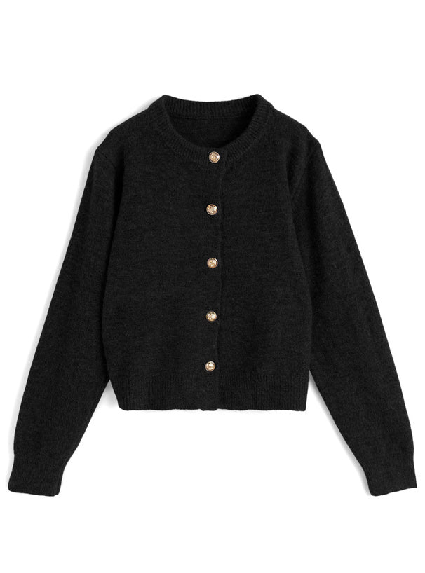 Gold Button Crew Neck Knit Cardigan 金色鈕扣圓領針織開襟衫 at2579 image 4