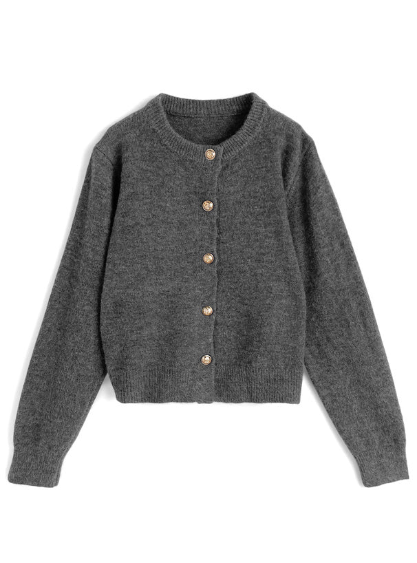 Gold Button Crew Neck Knit Cardigan 金色鈕扣圓領針織開襟衫 at2579 image 5