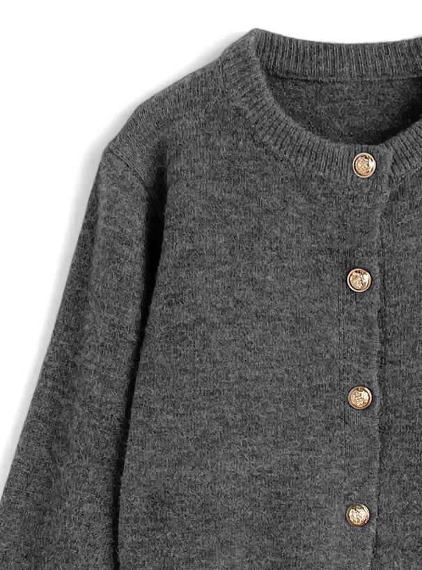 Gold Button Crew Neck Knit Cardigan 金色鈕扣圓領針織開襟衫 at2579 image 7