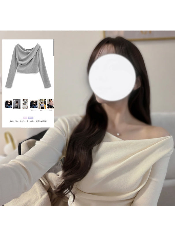3-Way Draped Wrap Top 三穿式垂墜交疊上衣 dk1261 02